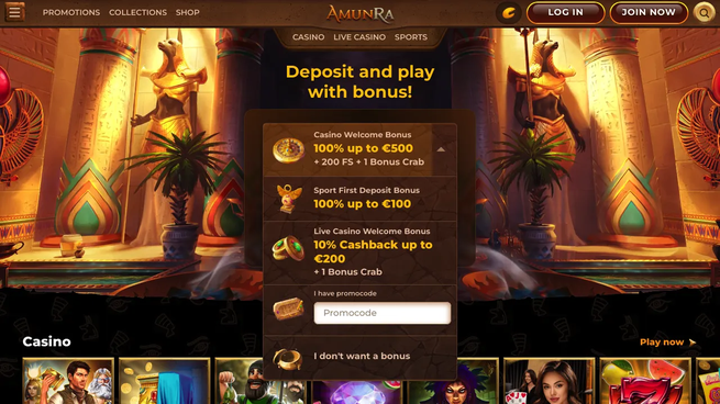 amunra casino Gameplay